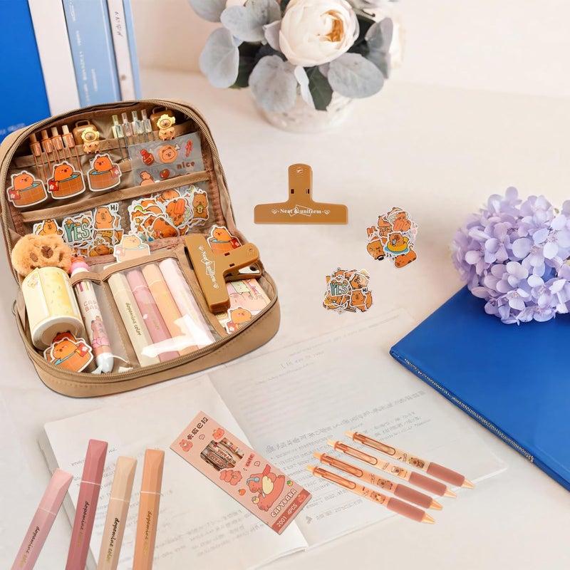 Lebaley Capybara Pencil Case -12 Kinds Capybara Stationery Set,Cute Capybara School Supplies,Capybara Gifts Pencil Pouch,Cartoon Student Pen Bag Organizer,Personalised Capybara Themed Gift for Student - Image 2